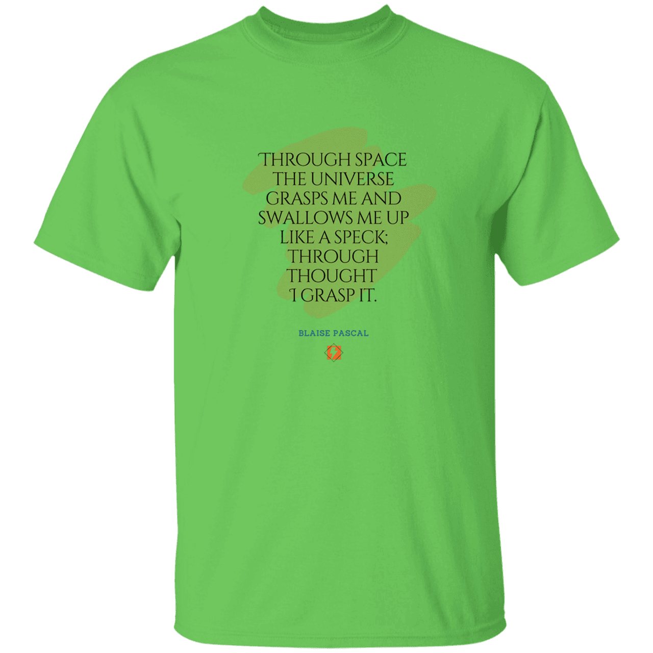 Men’s T-Shirt Heavyweight G500 with inspiring Pascal quote: BP113 - Thought transcends space, matter and time - Color: Lime