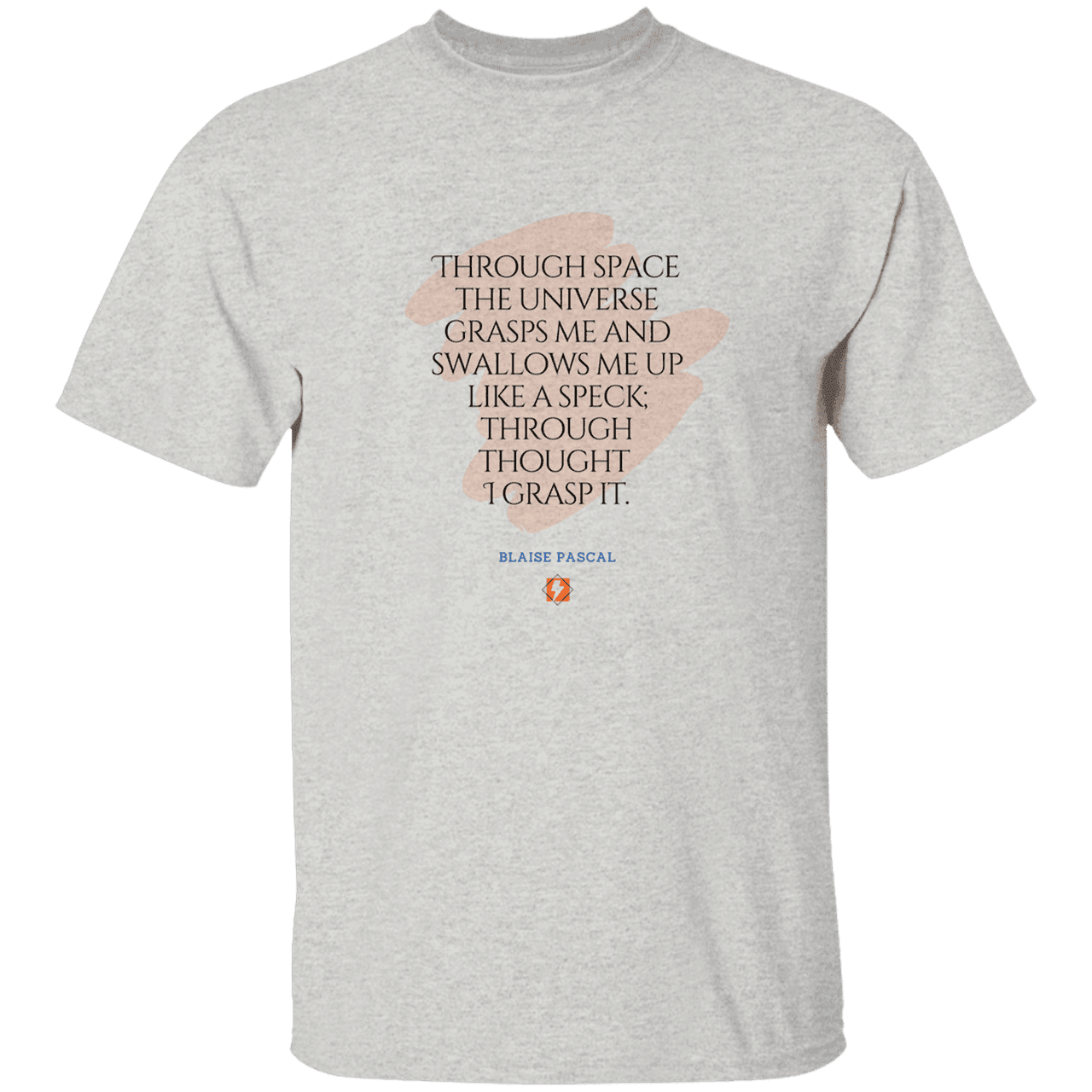 Men’s T-Shirt Heavyweight G500 with inspiring Pascal quote: BP113 - Thought transcends space, matter and time - Color: Ash