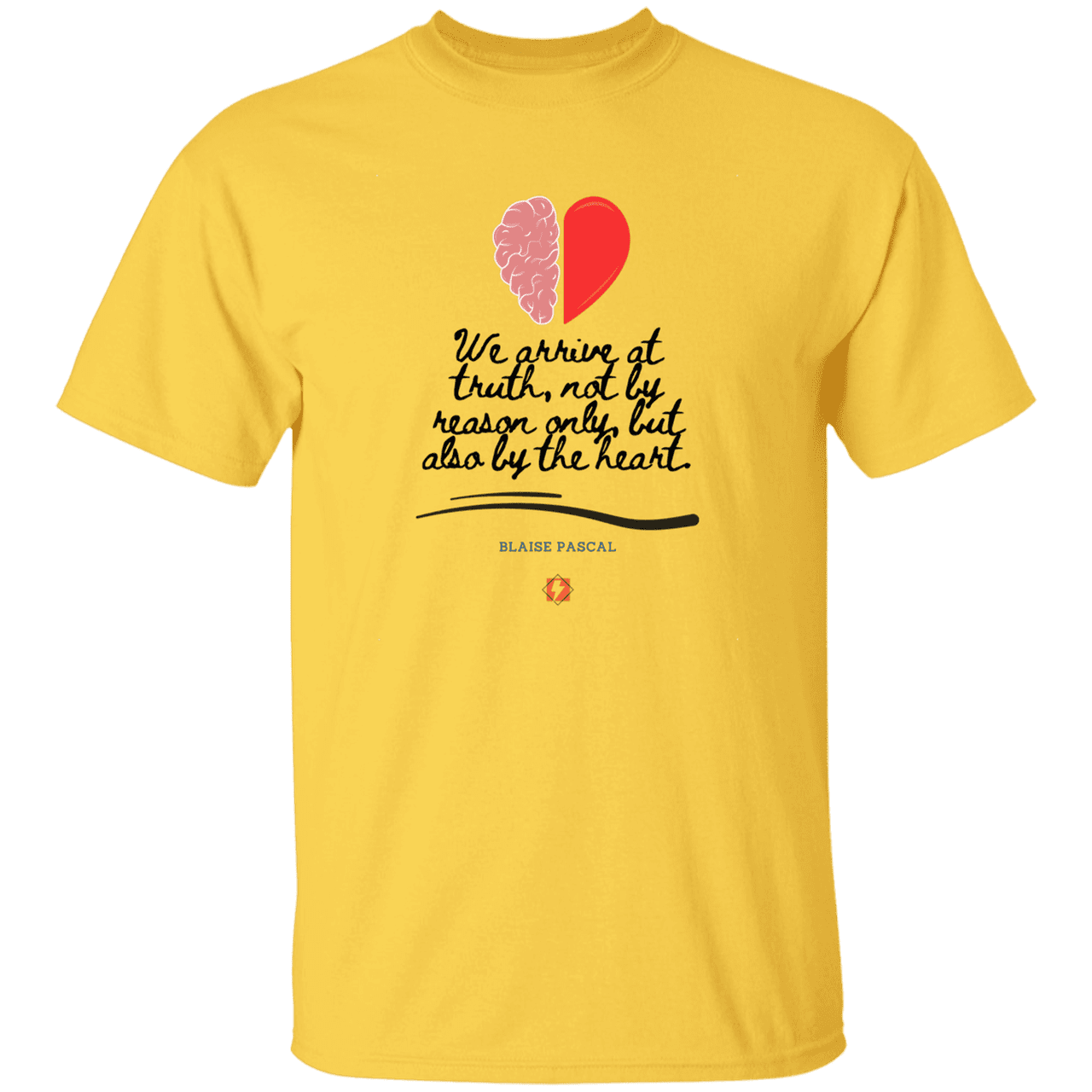 Men’s T-Shirt Heavyweight G500 with inspiring Pascal quote: BP116 - Truth requires both the head and the heart - Color: Daisy