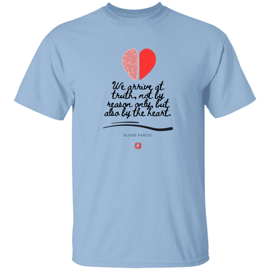 Men’s T-Shirt Heavyweight G500 with inspiring Pascal quote: BP116 - Truth requires both the head and the heart - Color: Light Blue