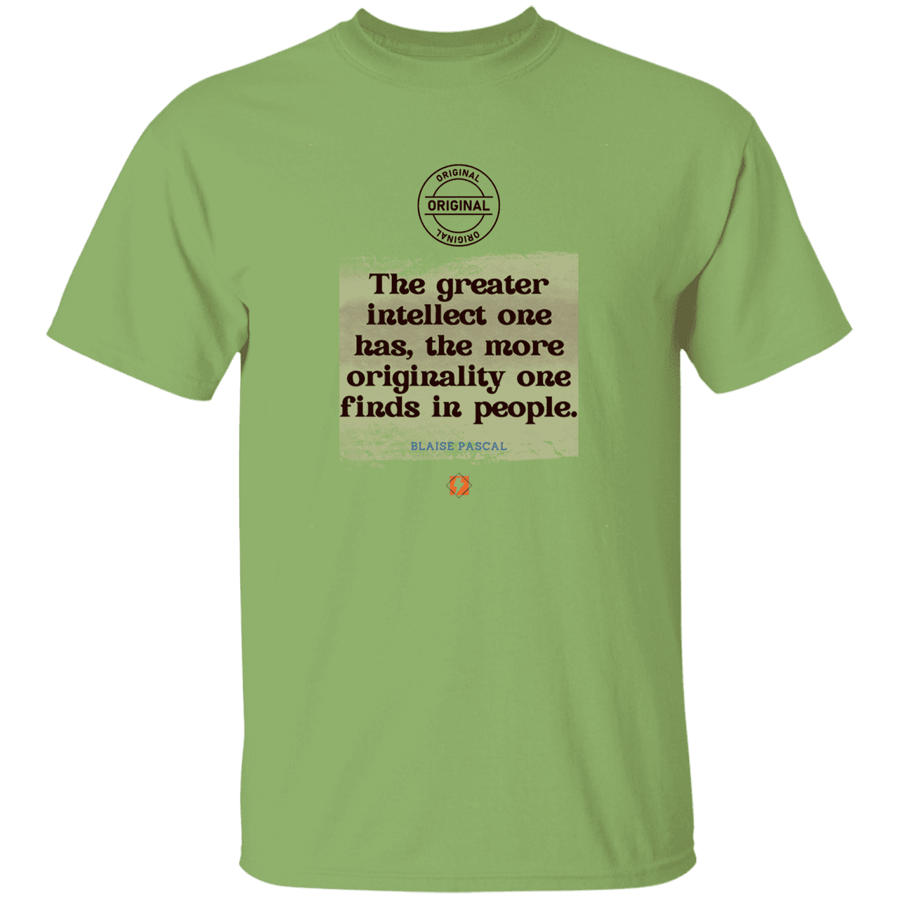 Men’s T-Shirt Heavyweight G500 with inspiring Pascal quote: BP111 - Intelligence is in perceiving originality - Color: Kiwi