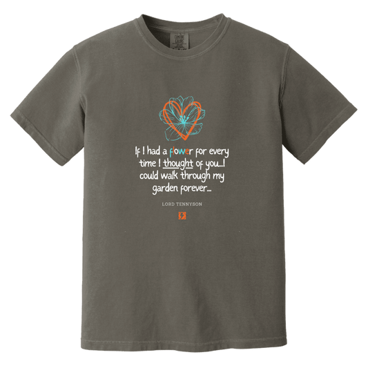 Men's T-Shirt Heavyweight Garment-Dyed CC1717 with inspiring Tennyson quote: LT104 - Thinking of you - Color: Pepper