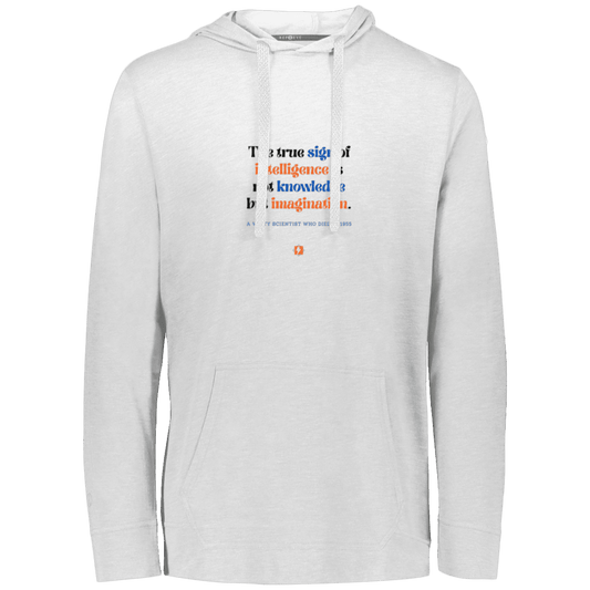 Men's T-Shirt Hoodie Eco Triblend 222577 with inspiring Einstein quote: E106 - True sign of intelligence is imagination - Color: White