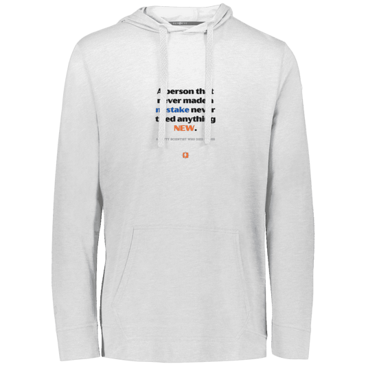 Men's T-Shirt Hoodie Eco Triblend 222577 with inspiring Einstein quote: E118 - Try new things and learn from mistakes - Color: White