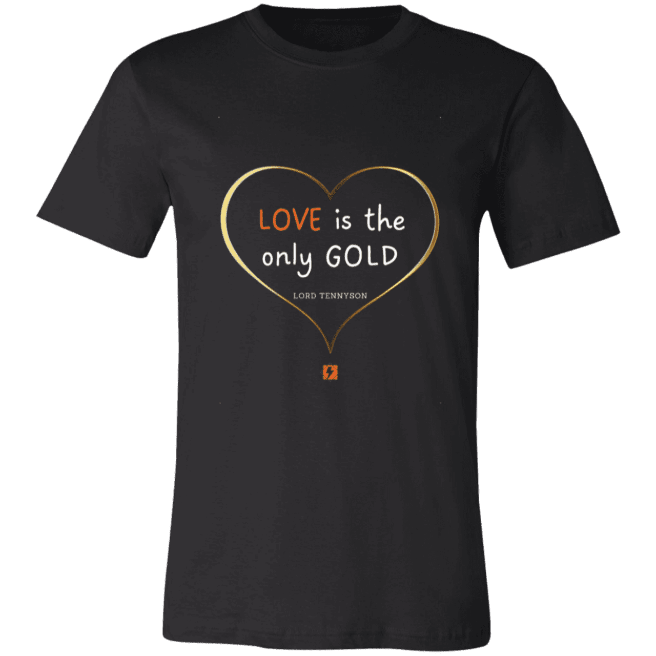 Men's T-Shirt Jersey Short-Sleeve 3001C with inspiring Tennyson quote: LT109 - Love is Gold - Color: Black