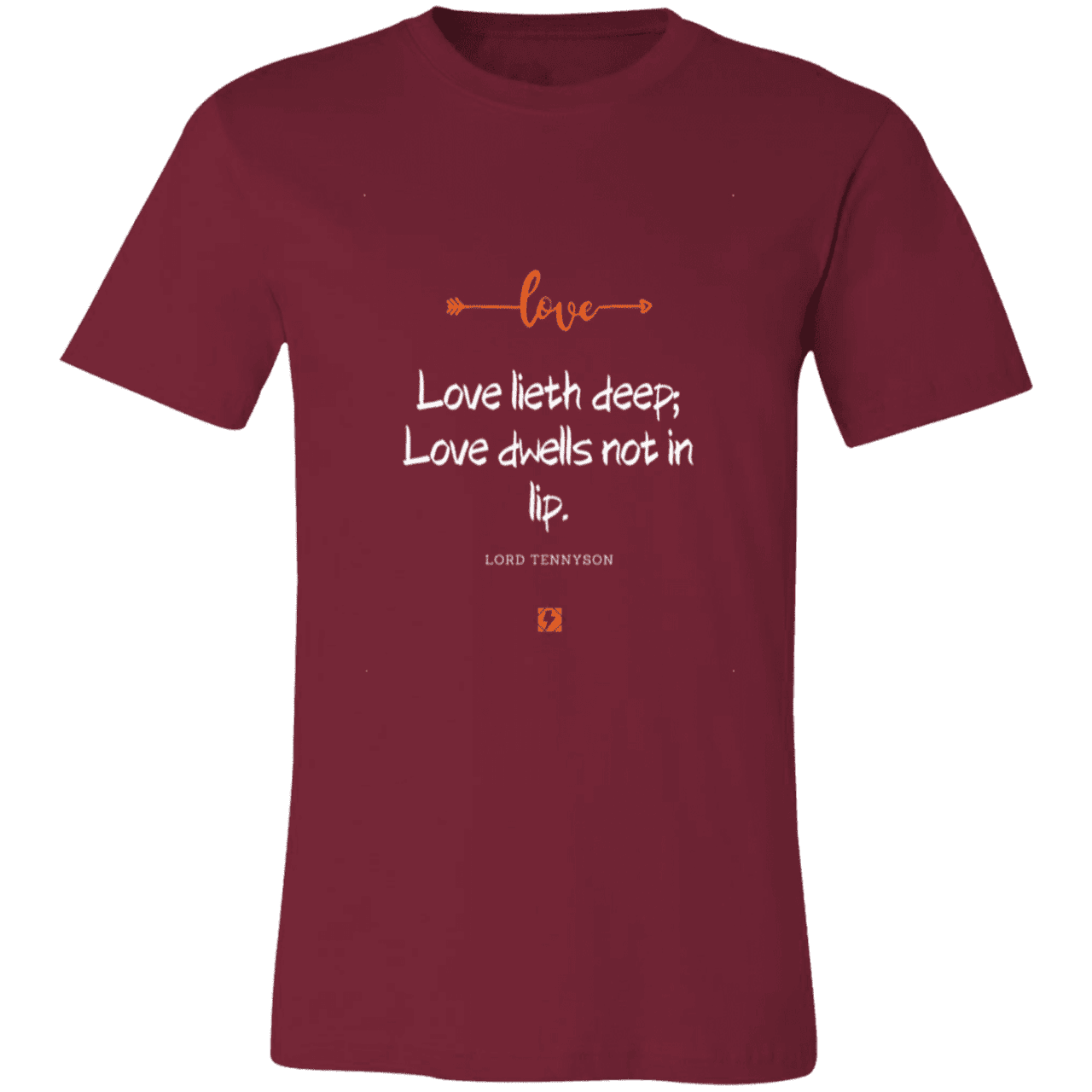 Men's T-Shirt Jersey Short-Sleeve 3001C with inspiring Tennyson quote: LT110 - Love is in the depth of the heart - Color: Cardinal