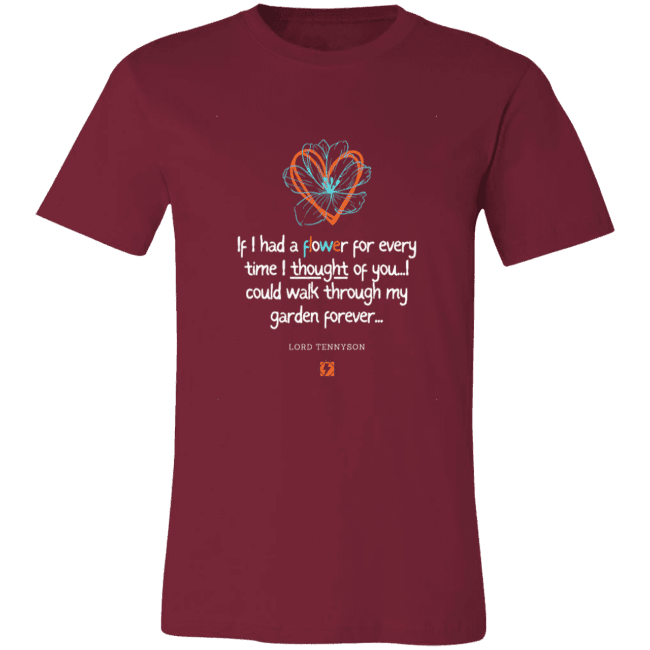 Men's T-Shirt Jersey Short-Sleeve 3001C with inspiring Tennyson quote: LT104 - Thinking of you - Color: Cardinal