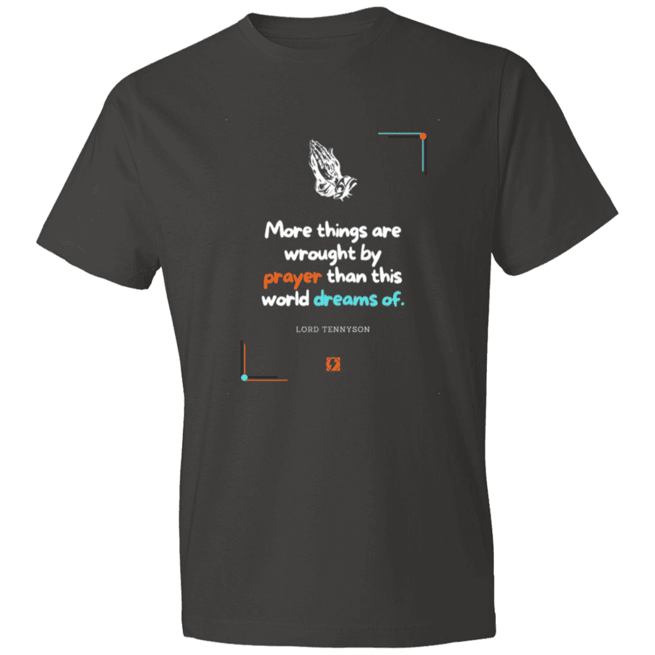 Men's T-Shirt Lightweight 980 with inspiring Tennyson quote: LT111 - Prayer accomplishes things not dreams - Color: Smoke