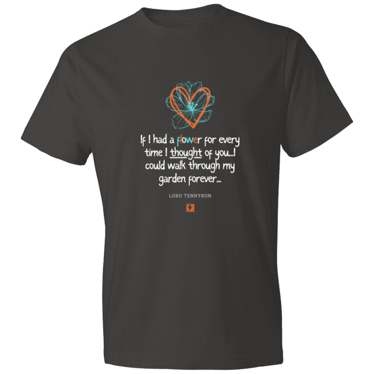 Men's T-Shirt Lightweight 980 with inspiring Tennyson quote: LT104 - Thinking of you - Color: Smoke