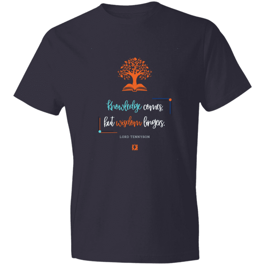 Men's T-Shirt Lightweight 980 with inspiring Tennyson quote: LT107 - Knowledge vs Wisdom - Color: Navy