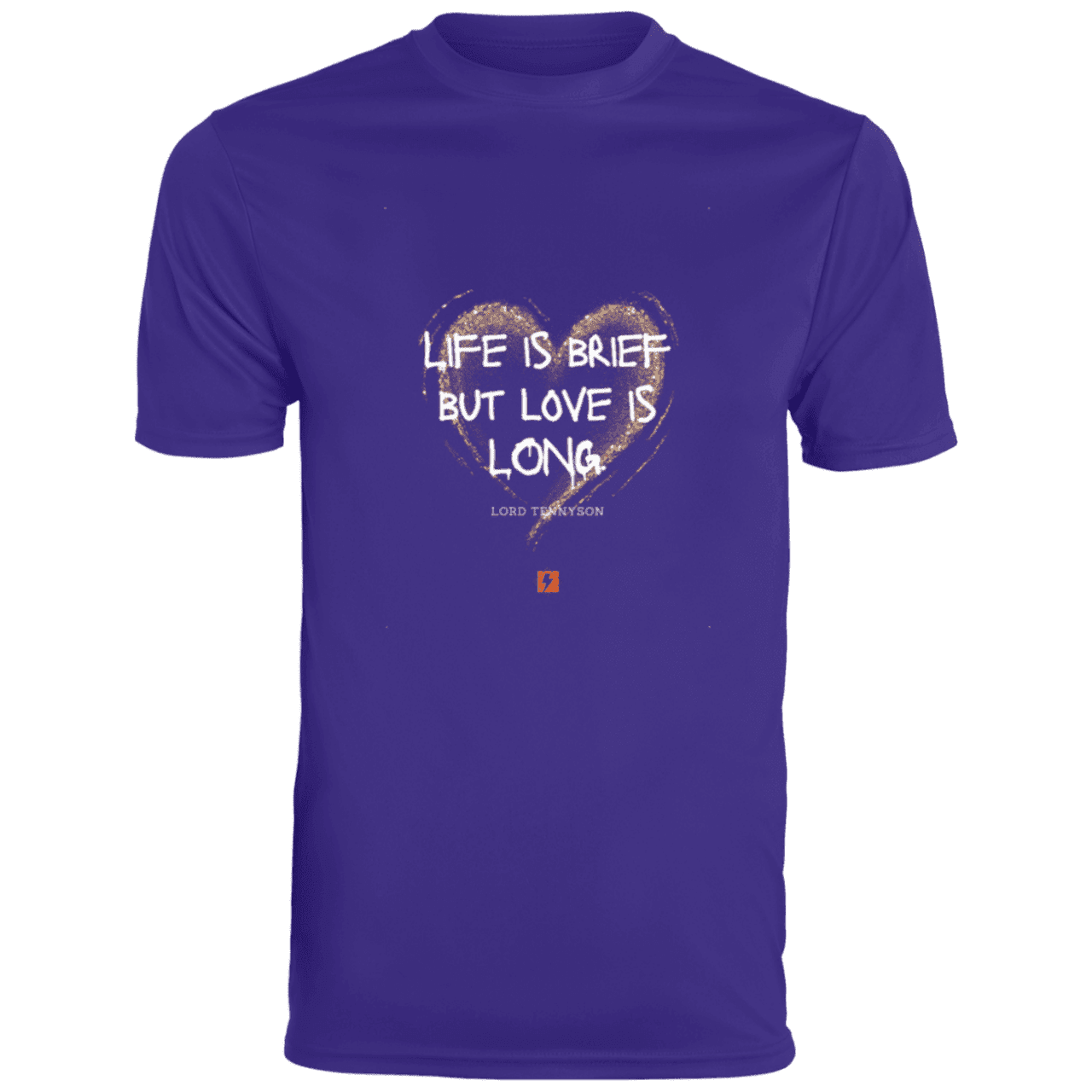 Men's T-Shirt Moisture-Wicking Tee 790 with inspiring Tennyson quote: LT108 - Life vs Love - Color: Purple