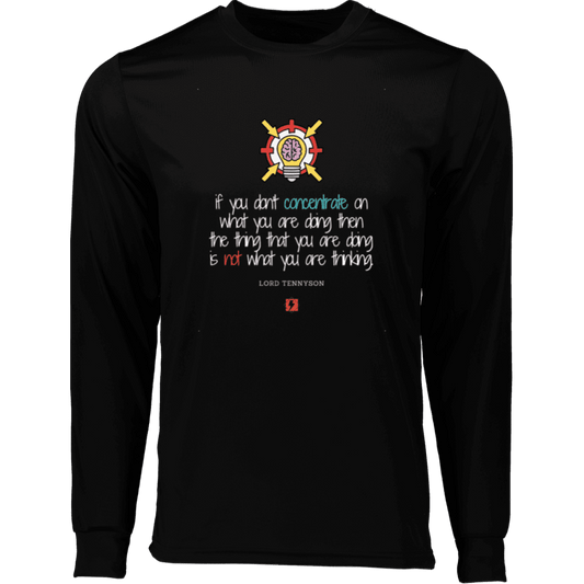 Men's T-Shirt Moisure-Wicking LS 788 with inspiring Tennyson quote: LT105 - Concentrate on your task - Color: Black