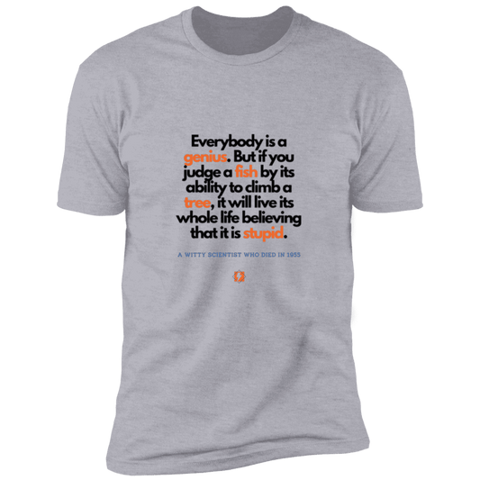 Men's T-Shirt Premium Combed Cotton NL3600 with inspiring Einstein quote: E103 - Everybody is a genius - Color: Heather Grey