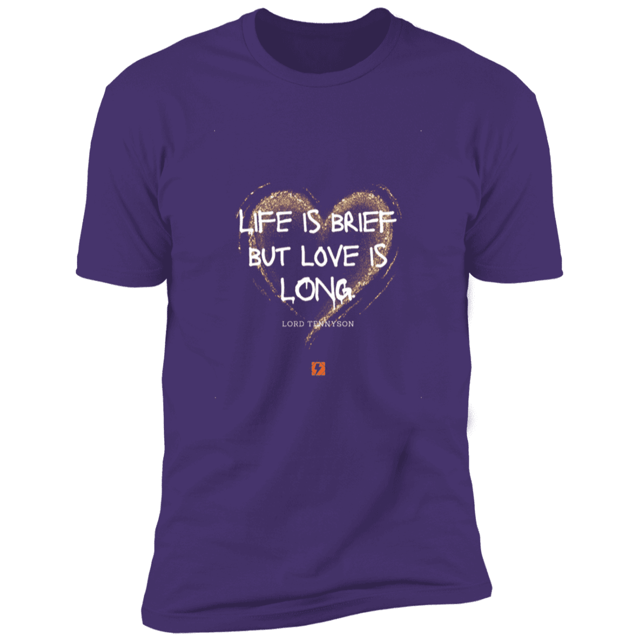 Men's T-Shirt Premium SS NL3600 with inspiring Tennyson quote: LT108 - Life vs Love - Color: Purple Rush/