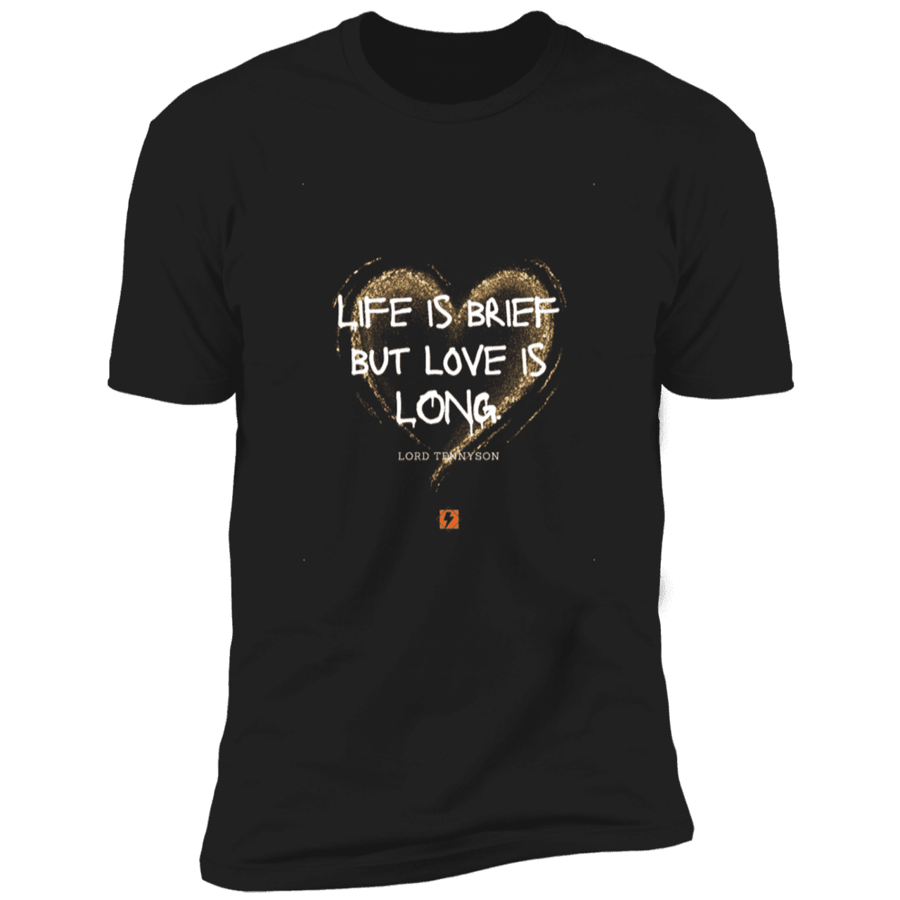 Men's T-Shirt Premium SS NL3600 with inspiring Tennyson quote: LT108 - Life vs Love - Color: Black