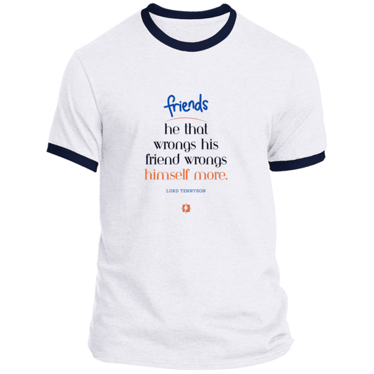 Men's T-Shirt Ringer Tee PC54R with inspiring Tennyson quote: LT103 - Don't wrong your friend - Color: White/Navy