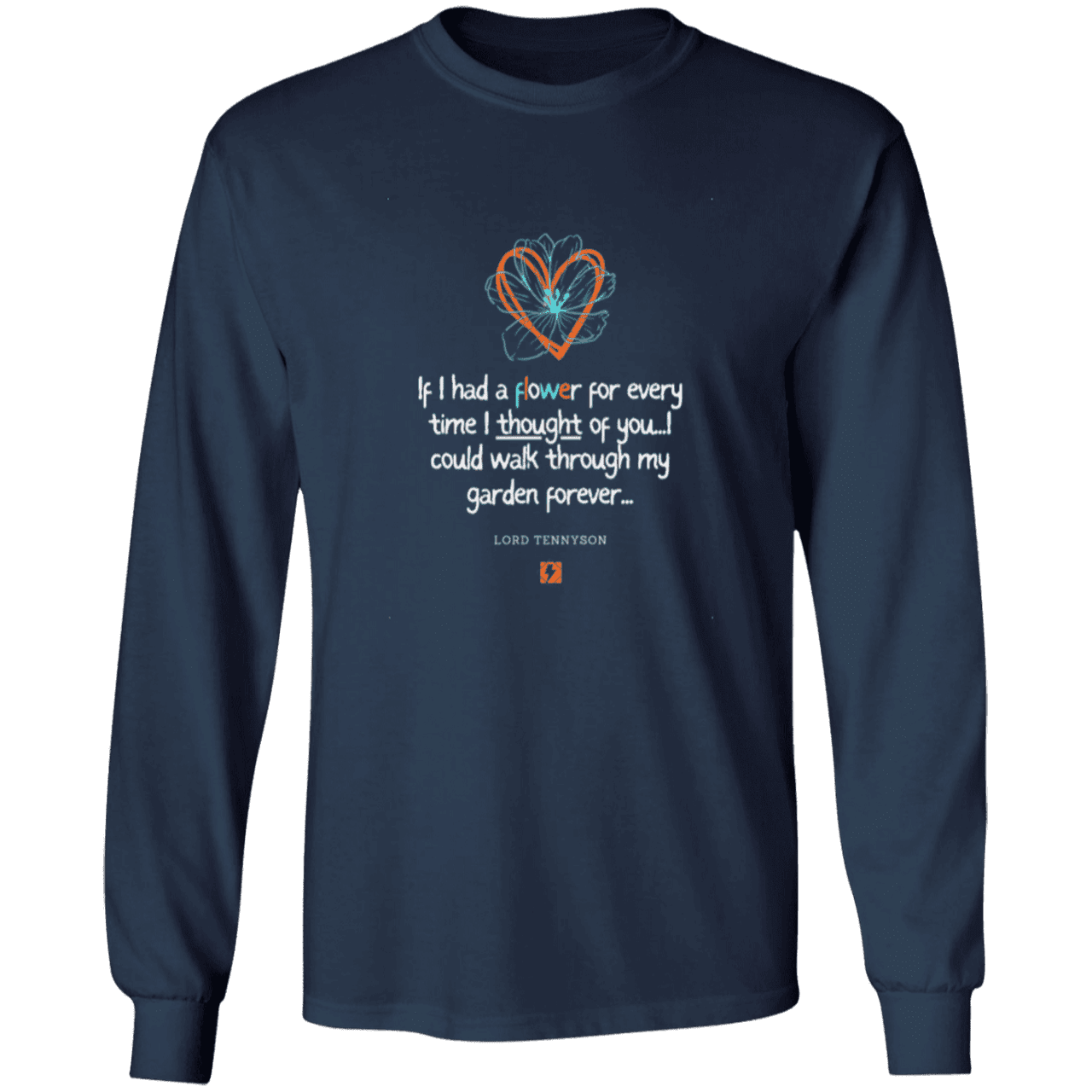 Men's T-Shirt Ultra Cotton LS G240 with inspiring Tennyson quote: LT104 - Thinking of you - Color: Navy