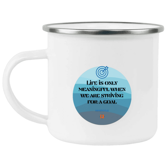 Steel Camping Mug with inspiring Aristotle quote: A119 - Aimless lives are meaningless - Color: Plain White