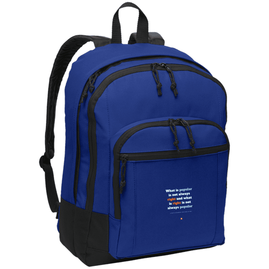 Student's Basic Backpack with inspiring Einstein quote: E114 - Popular and right are two different things - Color: Twilight Blue