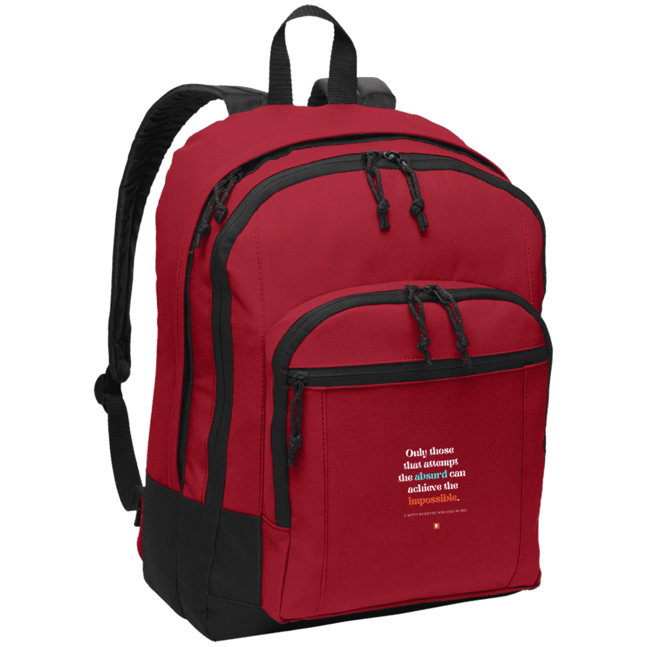 Student's Basic Backpack with inspiring Einstein quote: E116 - Attempt the absurd to achieve the impossible - Color: Red