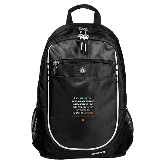 Student's Rugged Bookbag with inspiring Einstein quote: E102 - I am thankful for all of those who said NO to me - Color: Black