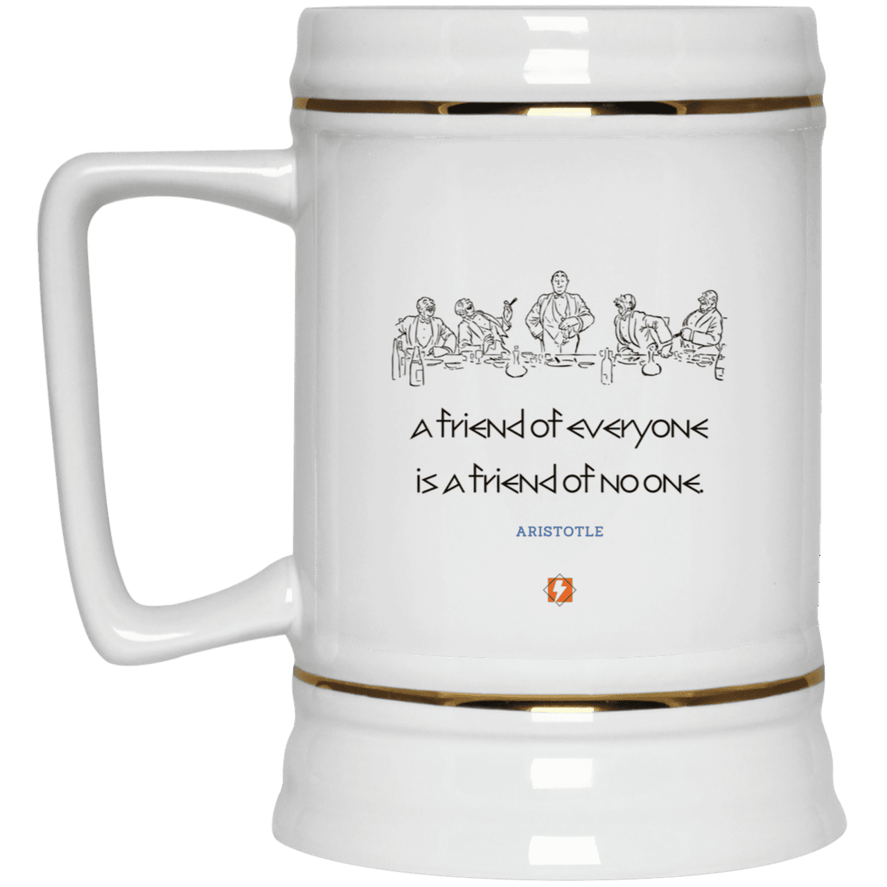 Ceramic Beer Stein Mug with inspiring Aristotle quote: A103 - Do not be friends with everyone - Color: Plain White