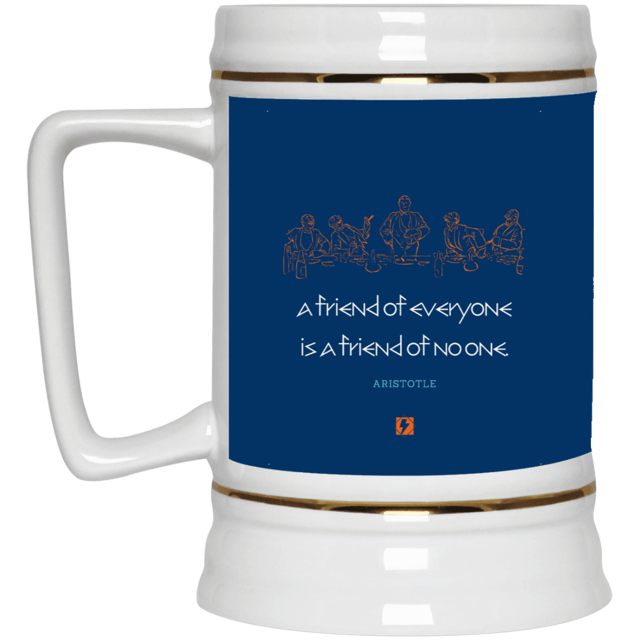 Ceramic Beer Stein Mug with inspiring Aristotle quote: A103 - Do not be friends with everyone - Color: Royal