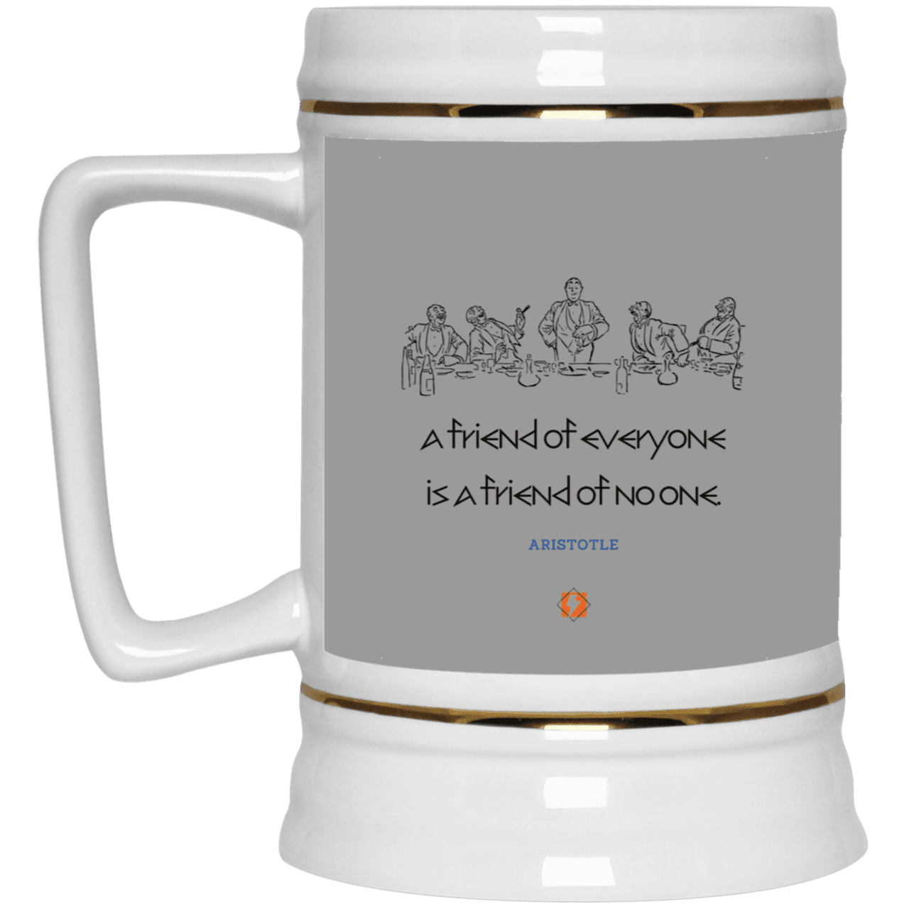 Ceramic Beer Stein Mug with inspiring Aristotle quote: A103 - Do not be friends with everyone - Color: Gray