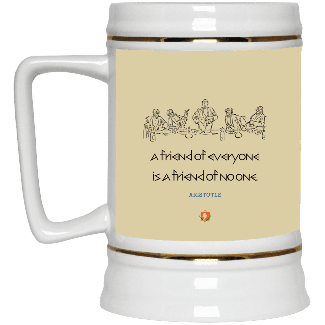 Ceramic Beer Stein Mug with inspiring Aristotle quote: A103 - Do not be friends with everyone - Color: Tan