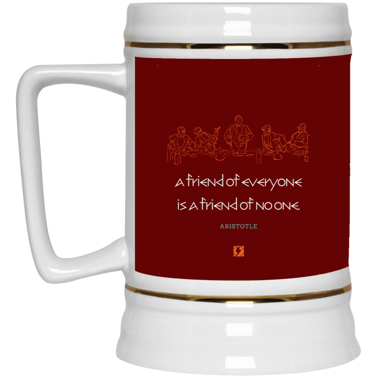 Ceramic Beer Stein Mug with inspiring Aristotle quote: A103 - Do not be friends with everyone - Color: Maroon