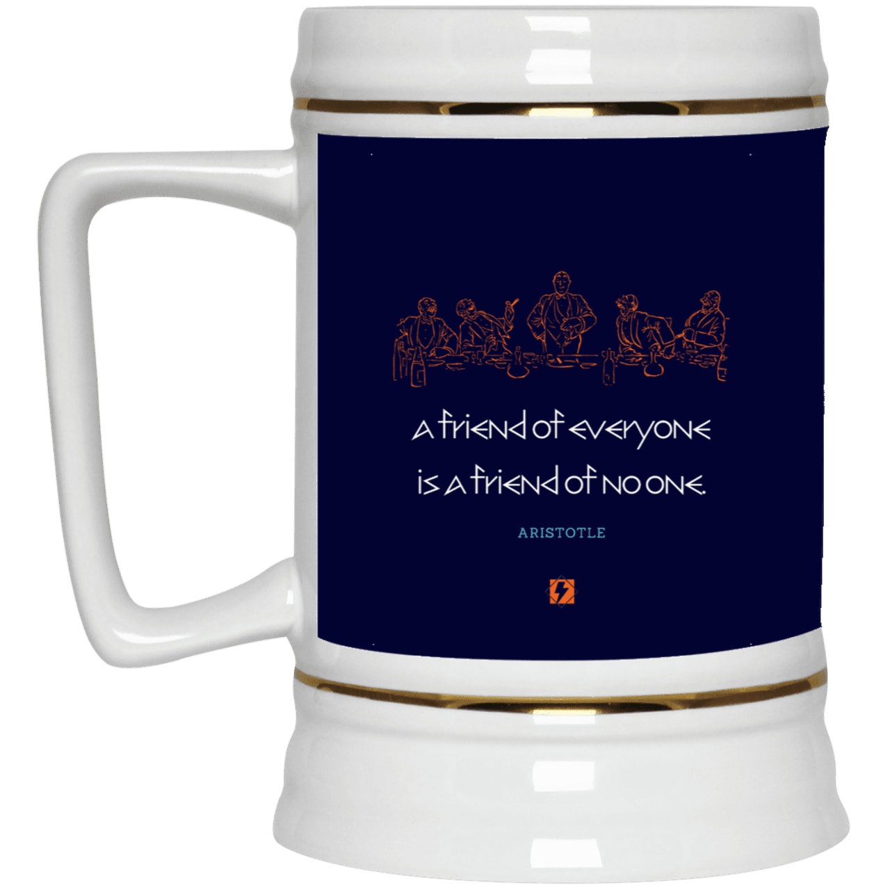 Ceramic Beer Stein Mug with inspiring Aristotle quote: A103 - Do not be friends with everyone - Color: Navy