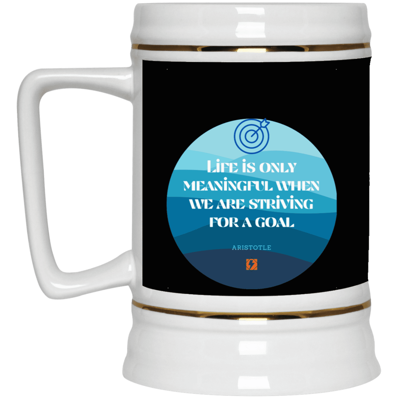 Ceramic Beer Stein Mug with inspiring Aristotle quote: A119 - Aimless lives are meaningless - Color: Black