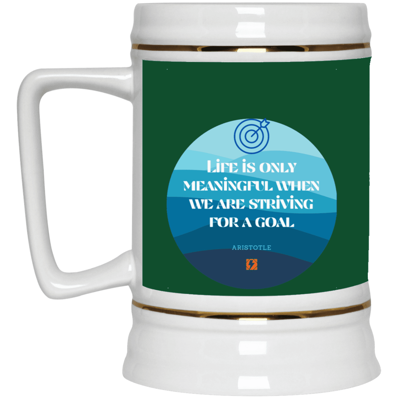 Ceramic Beer Stein Mug with inspiring Aristotle quote: A119 - Aimless lives are meaningless - Color: Forest