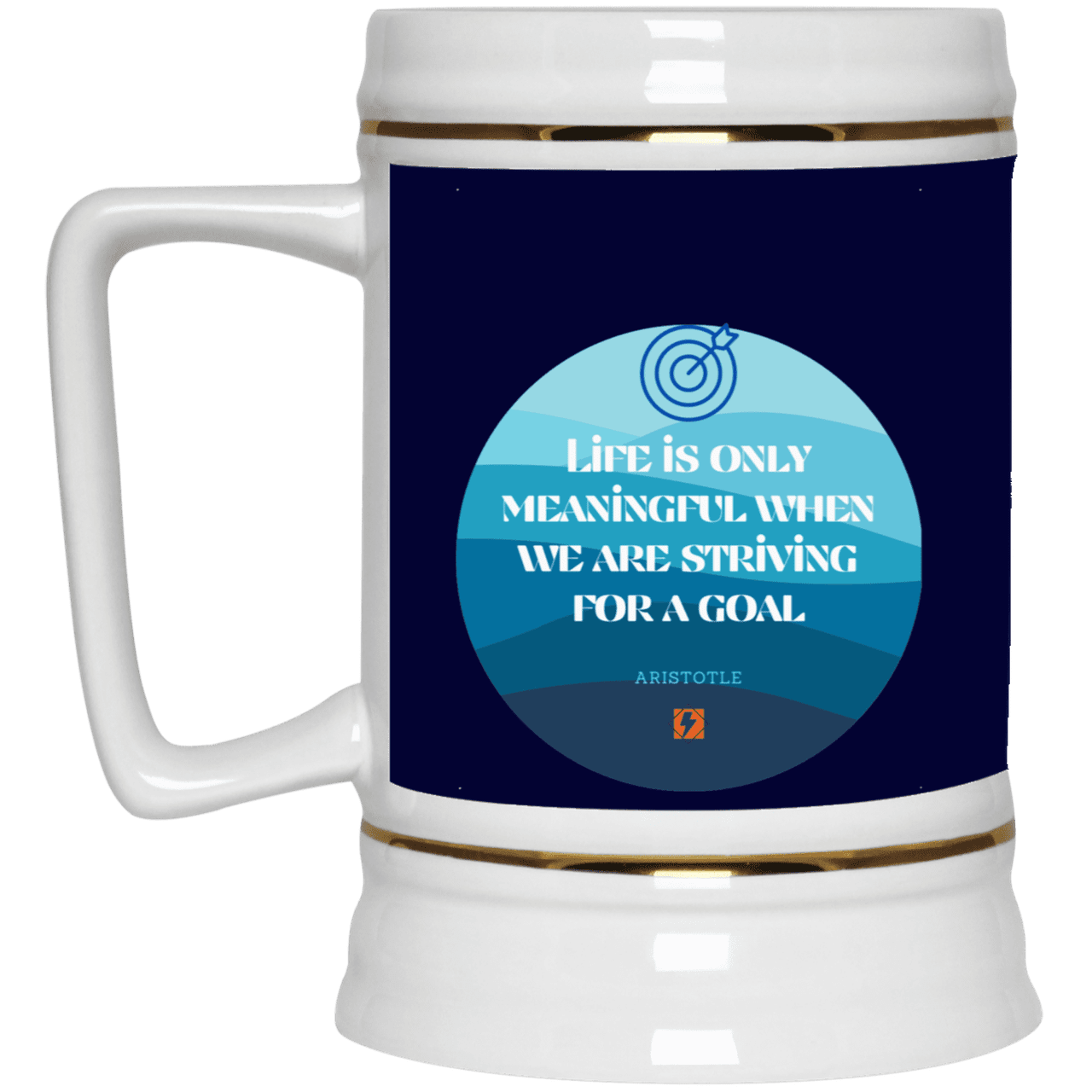 Ceramic Beer Stein Mug with inspiring Aristotle quote: A119 - Aimless lives are meaningless - Color: Navy