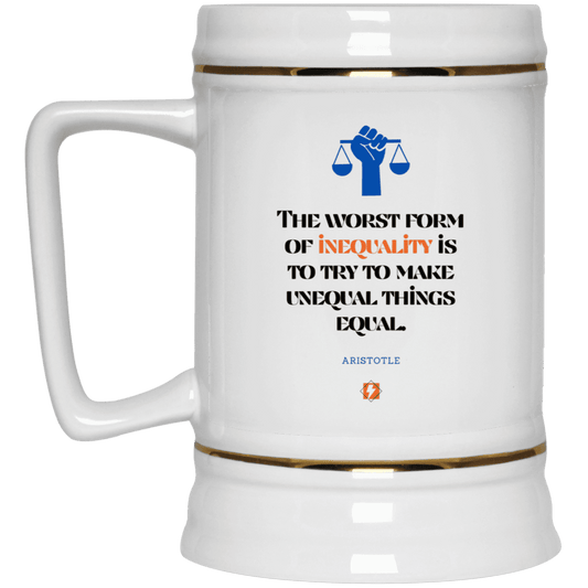 Ceramic Beer Stein Mug with inspiring Aristotle quote: A128 - Communism is worse than inequality - Color: Plain White