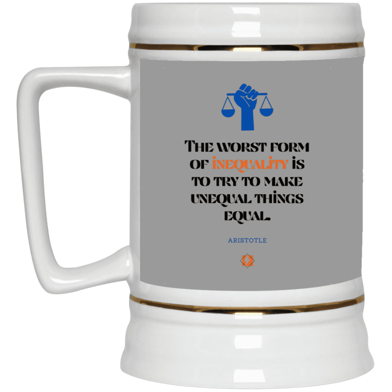 Ceramic Beer Stein Mug with inspiring Aristotle quote: A128 - Communism is worse than inequality - Color: Gray