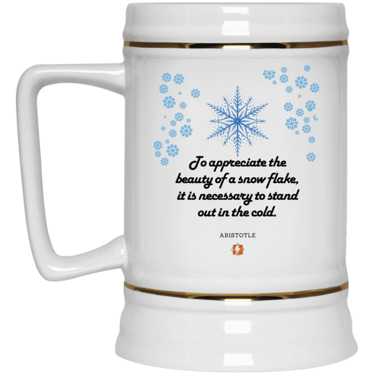 Ceramic Beer Stein Mug with inspiring Aristotle quote: A130 - Appreciation requires interaction - Color: Plain White