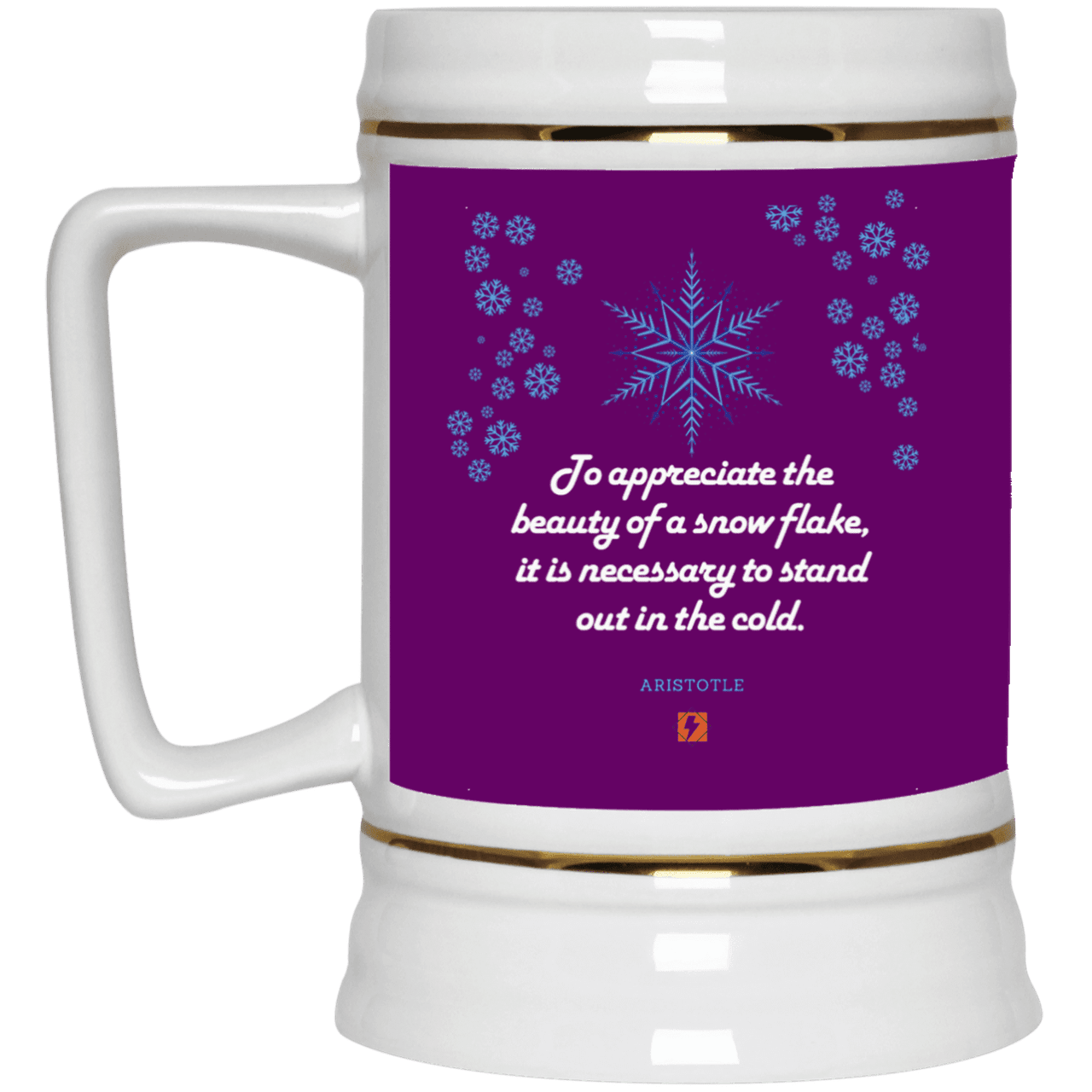 Ceramic Beer Stein Mug with inspiring Aristotle quote: A130 - Appreciation requires interaction - Color: Purple