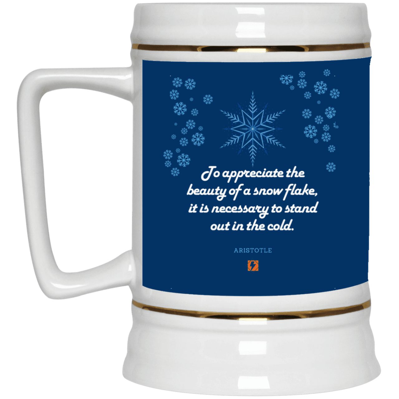 Ceramic Beer Stein Mug with inspiring Aristotle quote: A130 - Appreciation requires interaction - Color: Royal