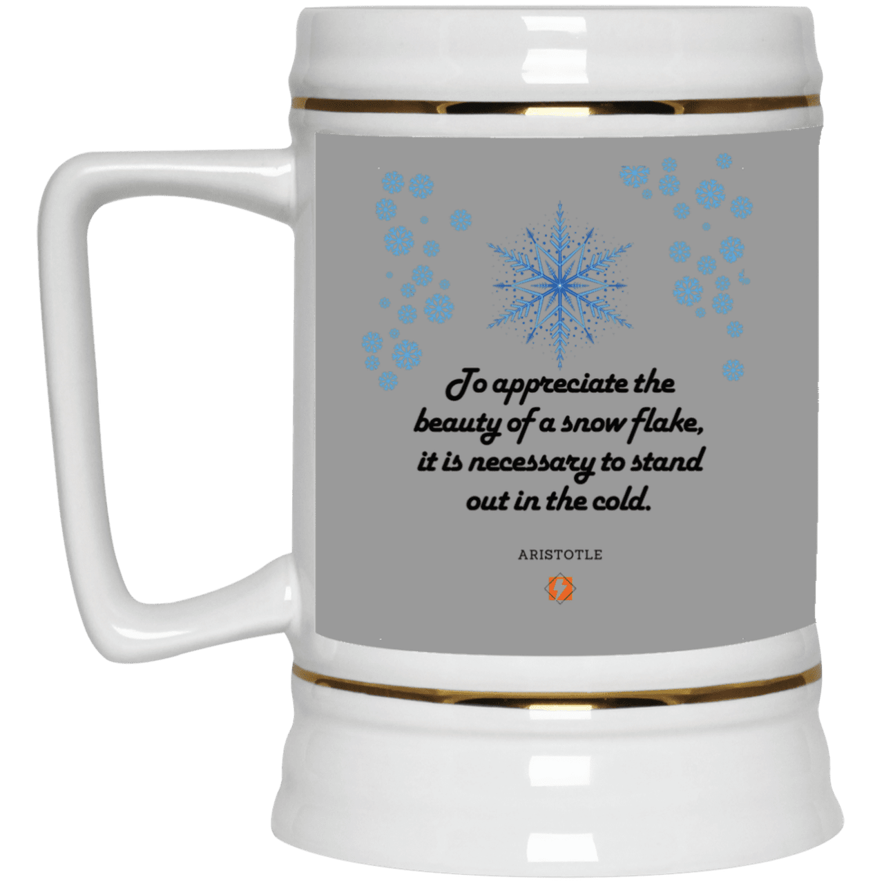 Ceramic Beer Stein Mug with inspiring Aristotle quote: A130 - Appreciation requires interaction - Color: Gray