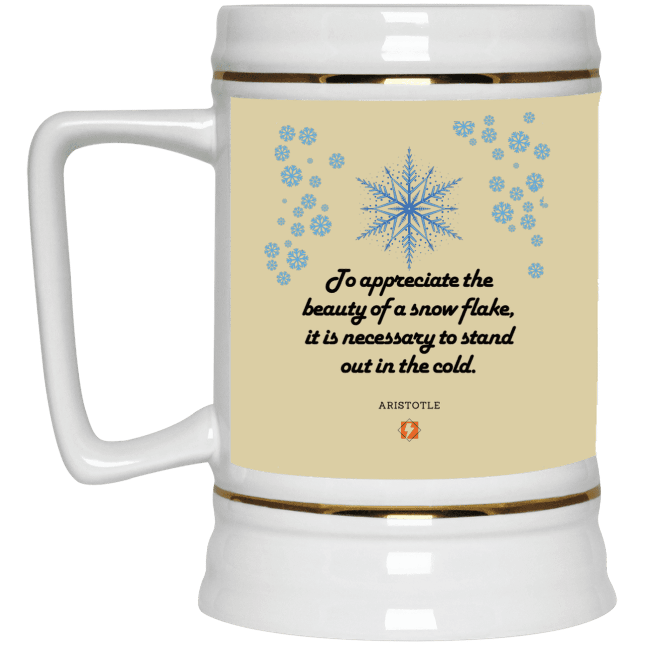 Ceramic Beer Stein Mug with inspiring Aristotle quote: A130 - Appreciation requires interaction - Color: Tan