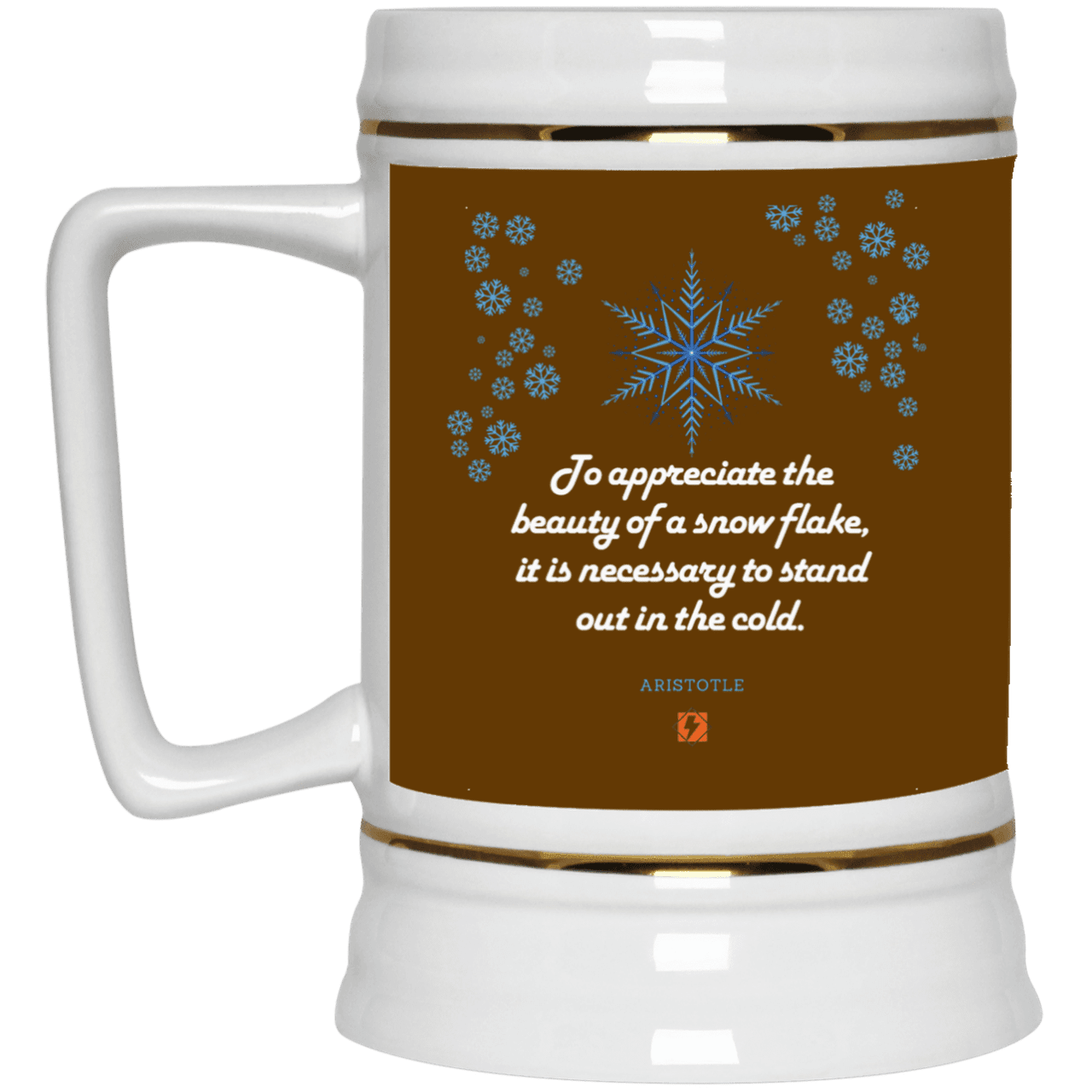 Ceramic Beer Stein Mug with inspiring Aristotle quote: A130 - Appreciation requires interaction - Color: Brown