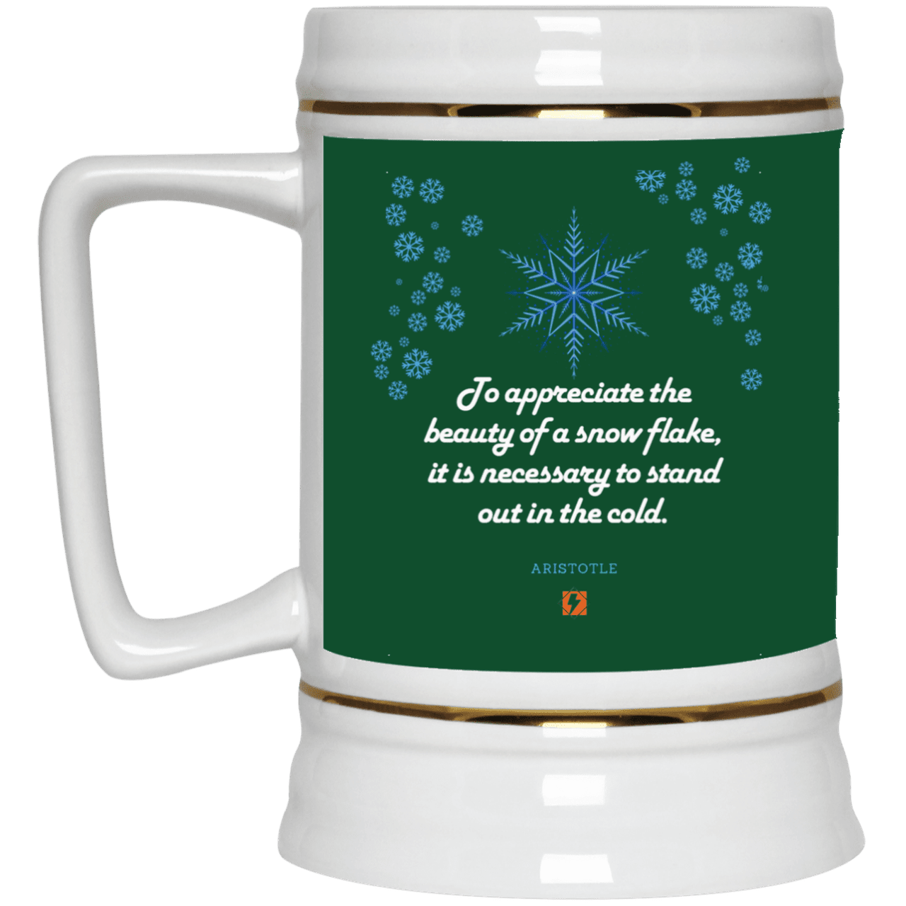 Ceramic Beer Stein Mug with inspiring Aristotle quote: A130 - Appreciation requires interaction - Color: Forest