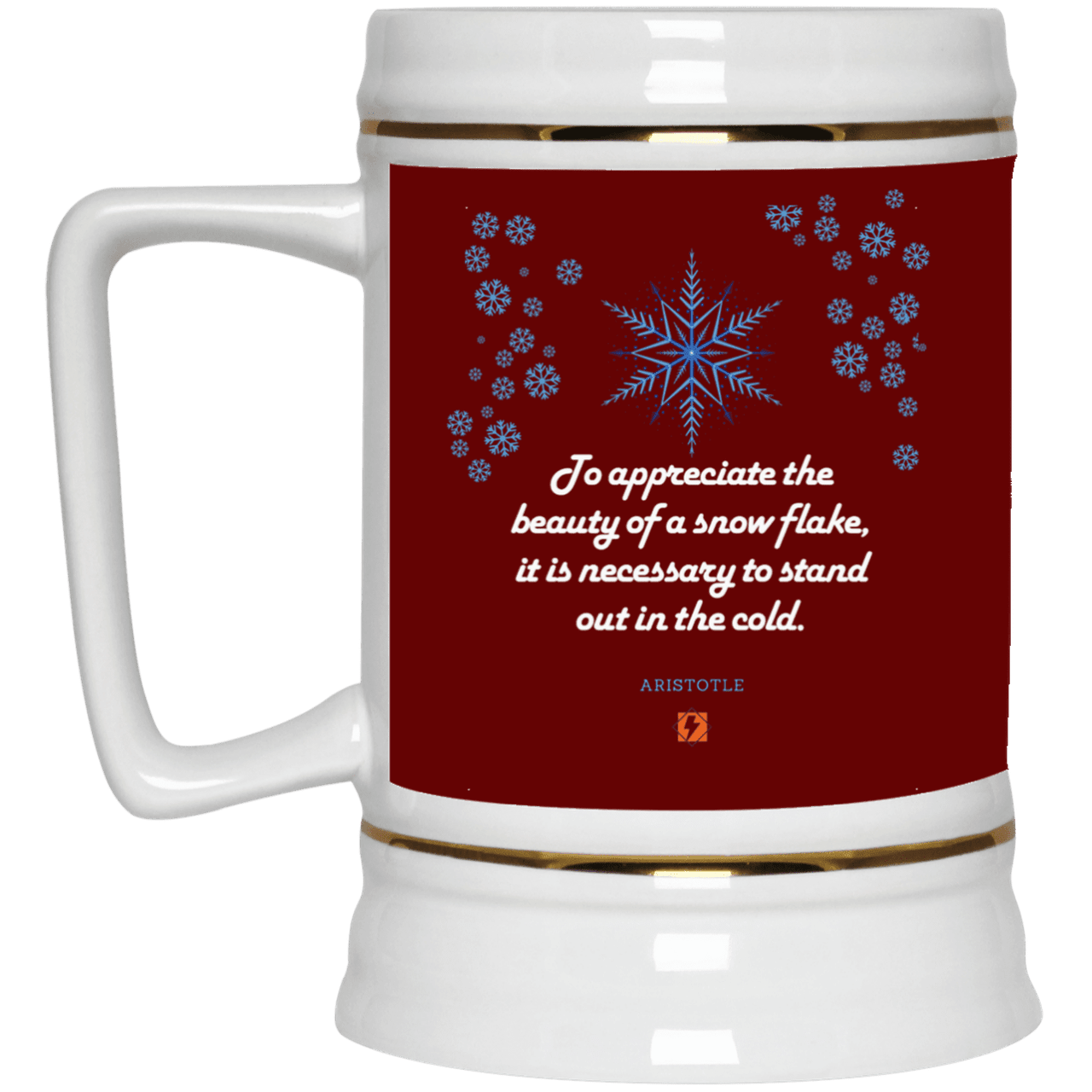 Ceramic Beer Stein Mug with inspiring Aristotle quote: A130 - Appreciation requires interaction - Color: Maroon