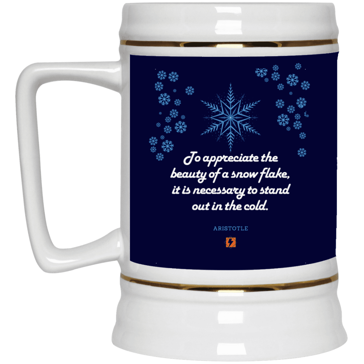 Ceramic Beer Stein Mug with inspiring Aristotle quote: A130 - Appreciation requires interaction - Color: Navy