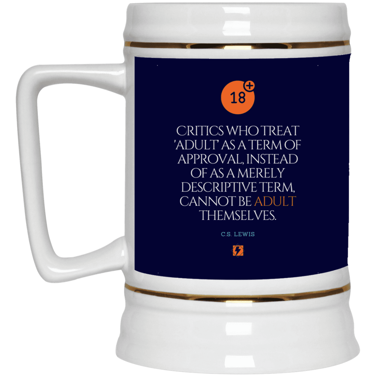 Ceramic Beer Stein Mug with inspiring CS Lewis quote: CS103 - Who are the Adults - Color: Navy