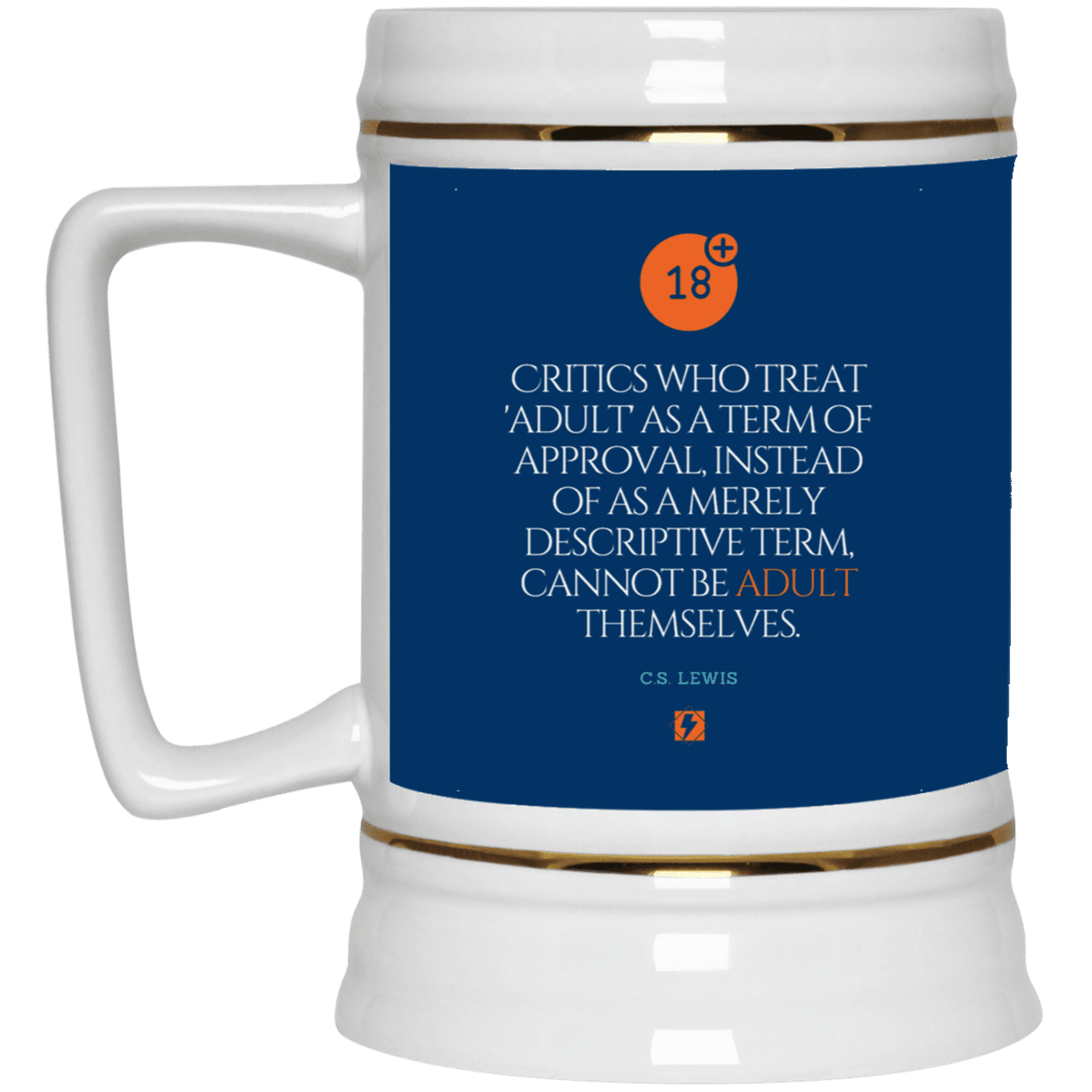 Ceramic Beer Stein Mug with inspiring CS Lewis quote: CS103 - Who are the Adults - Color: Royal