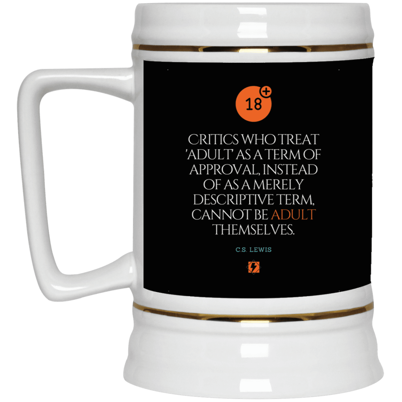 Ceramic Beer Stein Mug with inspiring CS Lewis quote: CS103 - Who are the Adults - Color: Black