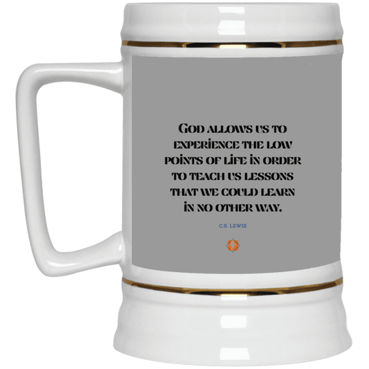 Ceramic Beer Stein Mug with inspiring CS Lewis quote: CS105 - Lowpoints are lessons - Color: Gray