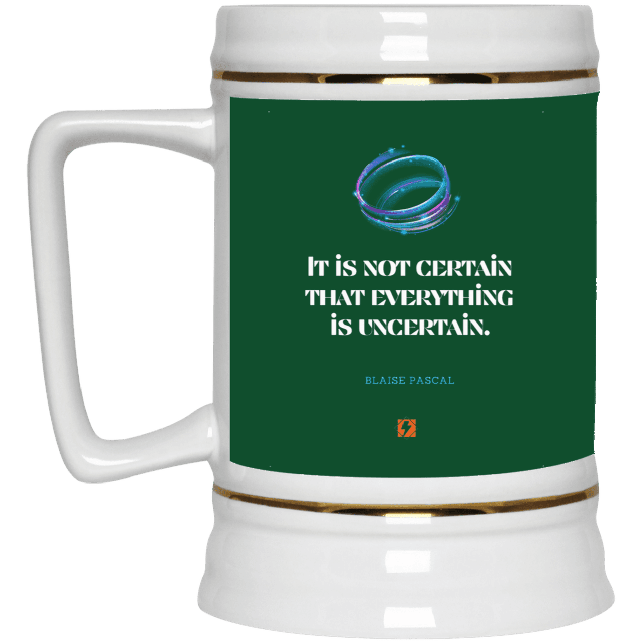 Ceramic Beer Stein Mug with inspiring Pascal quote: BP104 - Probabilities apply everywhere - Color: Forest